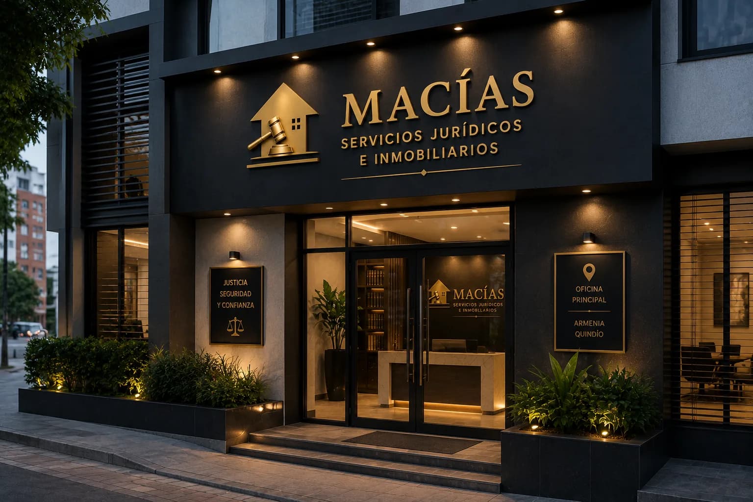 Fachada de la oficina principal de MACÍAS Firma Jurídica e Inmobiliaria en Armenia, Quindío